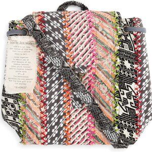 DEMDACO Your Journey Multi Color Patchwork Tapestry Backpack Boho Bag NWT